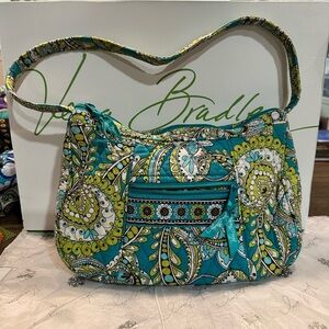 Vera Bradley Teal and Yellow Paisley Shoulder Bag